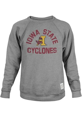 Original Retro Brand Iowa State Cyclones Mens Grey Vintage Initial Mascot Long Sleeve Fashion Swea..