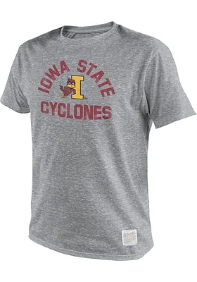 Original Retro Brand Iowa State Cyclones Grey Vintage Initial Mascot Short Sleeve Fashion T Shirt
