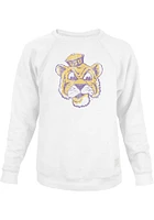 Original Retro Brand LSU Tigers Mens White Distressed Triblend Long Sleeve Fashion Sweatshirt