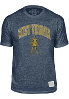 Original Retro Brand West Virginia Mountaineers Navy Blue Arch Mascot Short Sleeve Fashion T Shirt