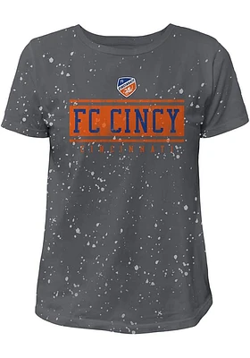 Original Retro Brand FC Cincinnati Womens Charcoal Bleach Wash Short Sleeve T-Shirt