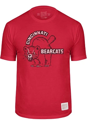 Cincinnati Bearcats Red Vintage Mascot Short Sleeve Fashion T Shirt