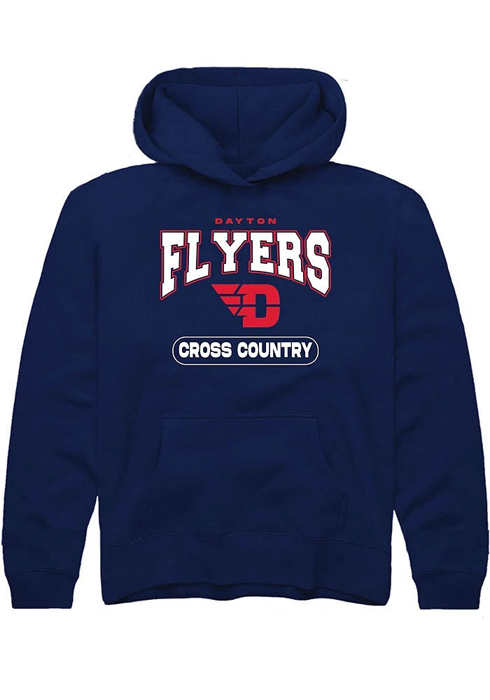 Rally Dayton Flyers Youth Navy Blue Cross Country Long Sleeve Hoodie