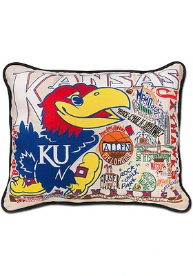 Kansas Jayhawks 16x20 Embroidered Throw Pillow - White