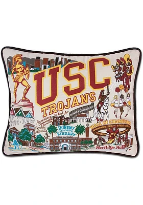 White Trojans 16x20 Embroidered Pillow