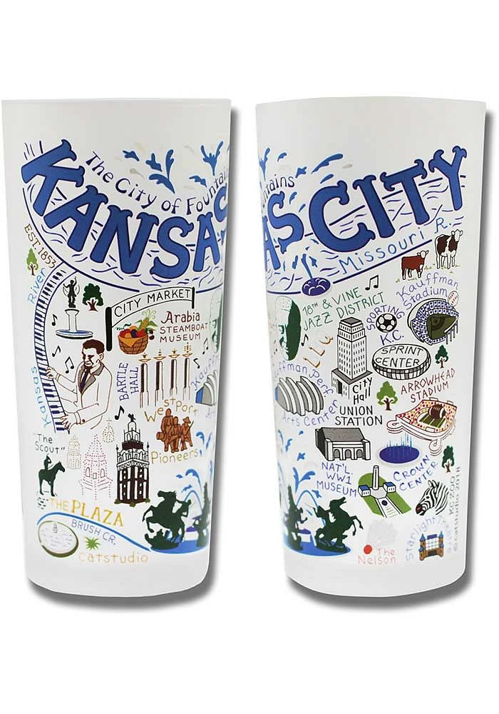 Kansas City Illustrated Frosted Pint Glass - White