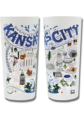Kansas City Illustrated Frosted Pint Glass - White