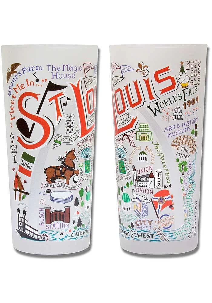 St Louis Illustrated Frosted Pint Glass