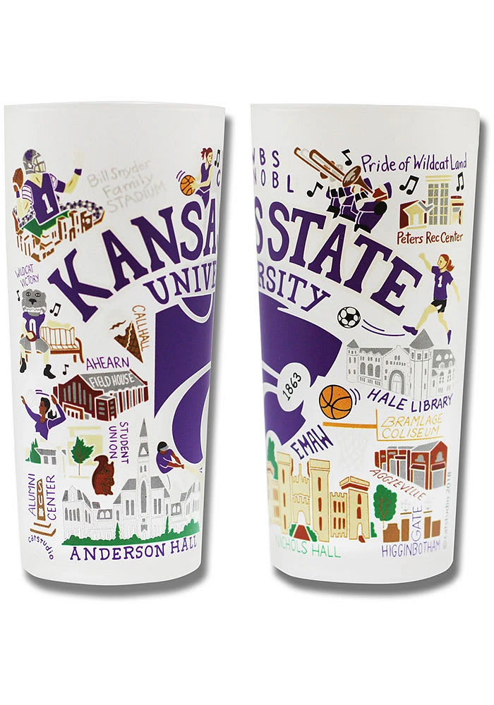K-State Wildcats Illustrated Frosted Pint Glass - White
