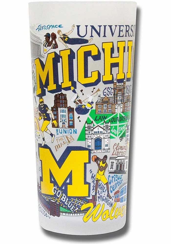 Michigan Wolverines Illustrated Frosted Pint Glass - White