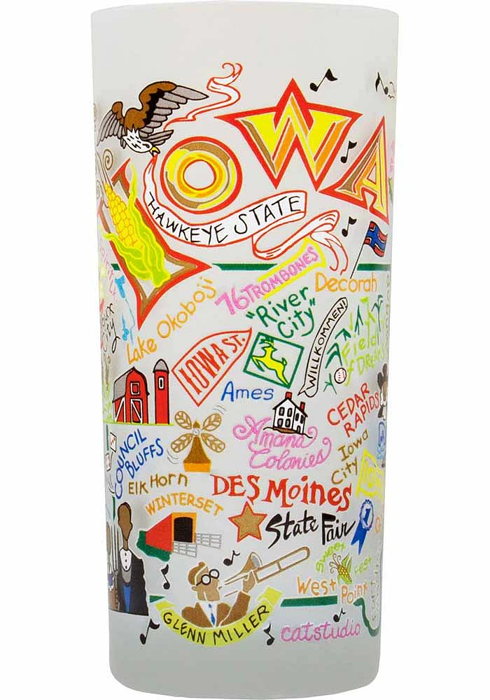 Iowa 15 oz Frosted Pint Glass - Red