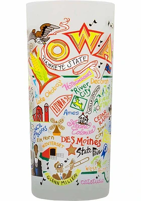 Iowa 15 oz Frosted Pint Glass - Red