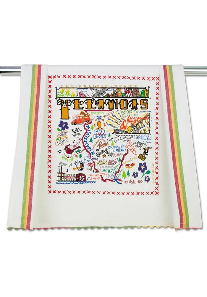 Illinois Printed and Embroidered Towel