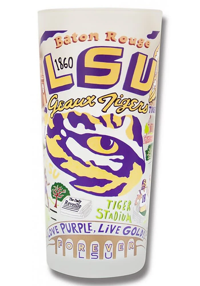 LSU Tigers 15oz Illustrated Frosted Pint Glass - White