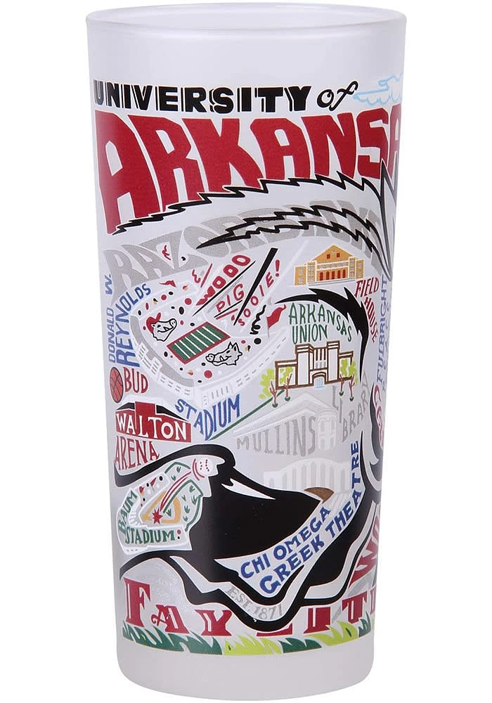 Arkansas Razorbacks 15oz Illustrated Frosted Pint Glass - White