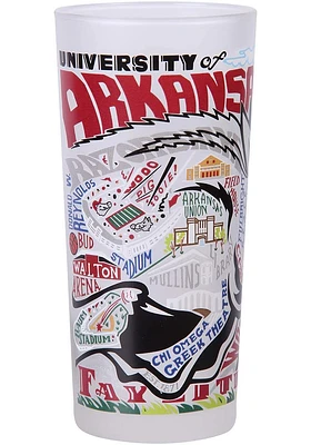 Arkansas Razorbacks 15oz Illustrated Frosted Pint Glass - White