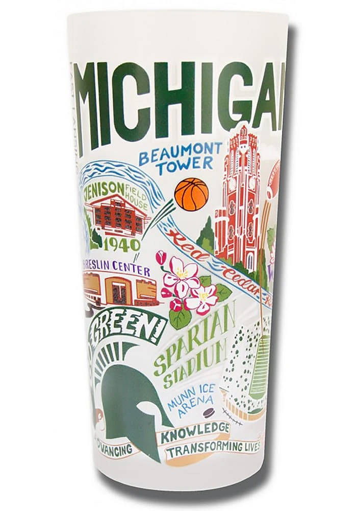 Michigan State Spartans 15oz Illustrated Frosted Pint Glass - White