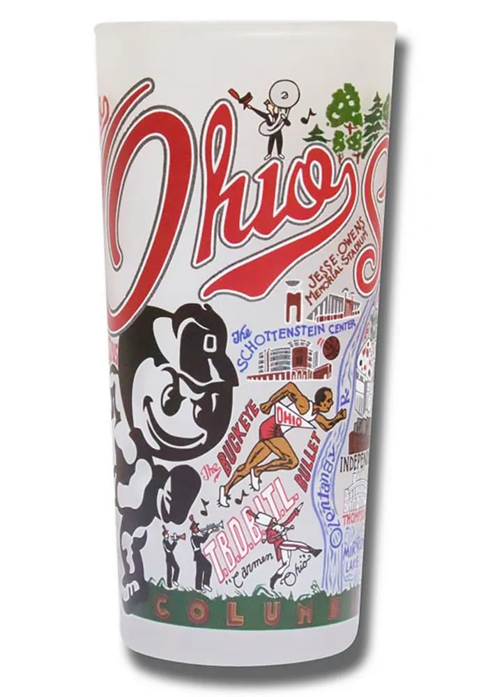 Ohio State Buckeyes 15oz Illustrated Frosted Pint Glass - White