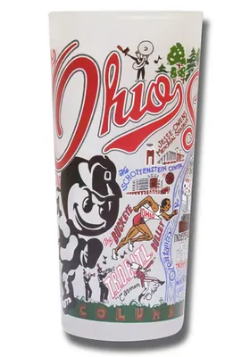 Ohio State Buckeyes 15oz Illustrated Frosted Pint Glass - White