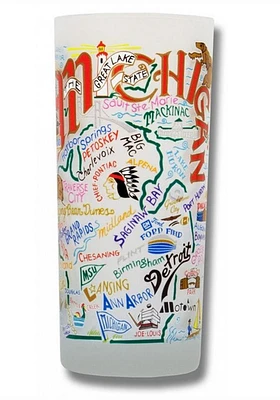 Michigan Frosted Pint Glass - White