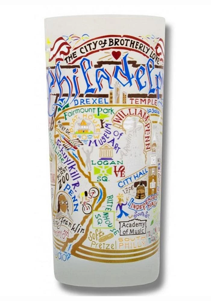 Philadelphia Frosted Pint Glass - White