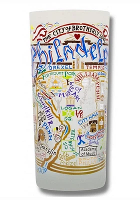 Philadelphia Frosted Pint Glass - White