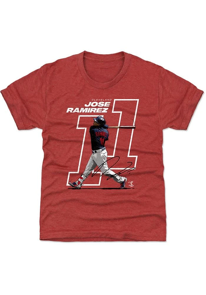 Jose Ramirez Cleveland Guardians Youth Red Offset Player Tee