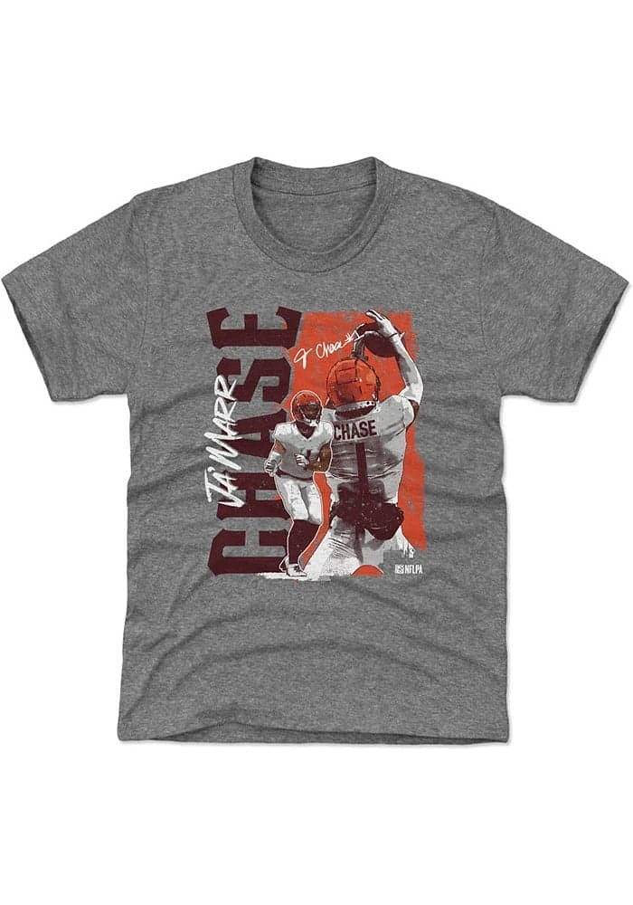 Ja'Marr Chase Cincinnati Bengals Youth Grey Catch Player Tee