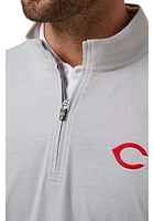 Travis Mathew Cincinnati Reds Mens Grey Time to Tailgate Long Sleeve Qtr Zip Pullover