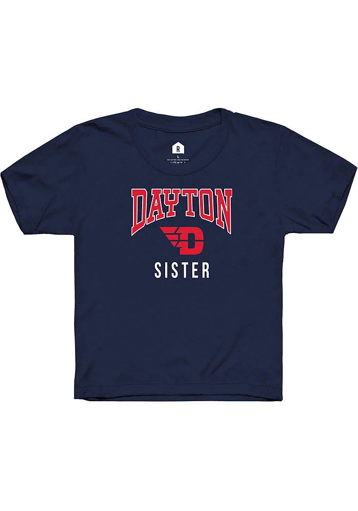 Rally Dayton Flyers Youth Navy Blue Sister Short Sleeve T-Shirt