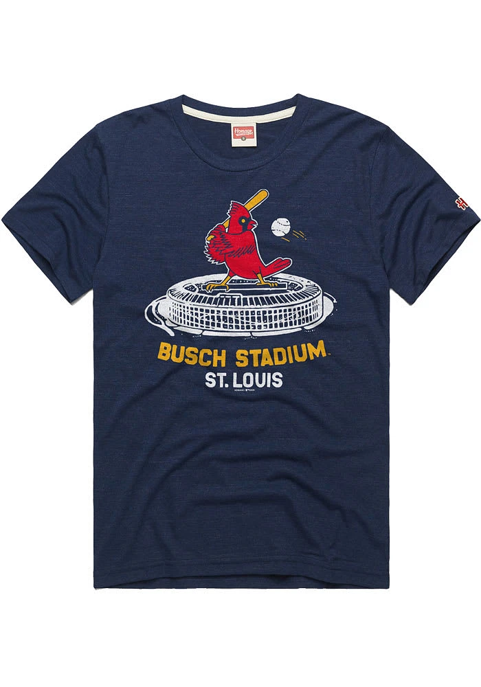 Homage St Louis Cardinals Navy Blue Busch Stadium Short Sleeve Fashion T Shirt