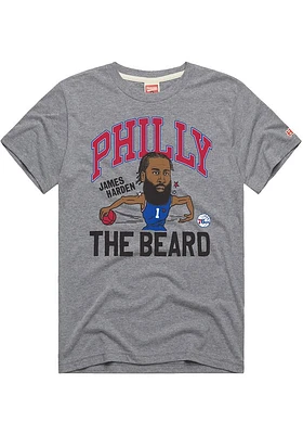 James Harden Philadelphia 76ers Grey Caricature Short Sleeve Fashion Player T Shirt