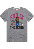 James Harden Philadelphia 76ers Grey Caricature Short Sleeve Fashion Player T Shirt