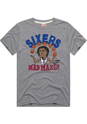 Tyrese Maxey Philadelphia 76ers Grey Caricature Short Sleeve Fashion Player T Shirt