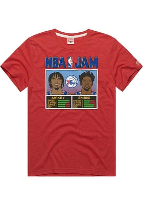 James Harden Philadelphia 76ers Red NBA Jam Short Sleeve Fashion Player T Shirt