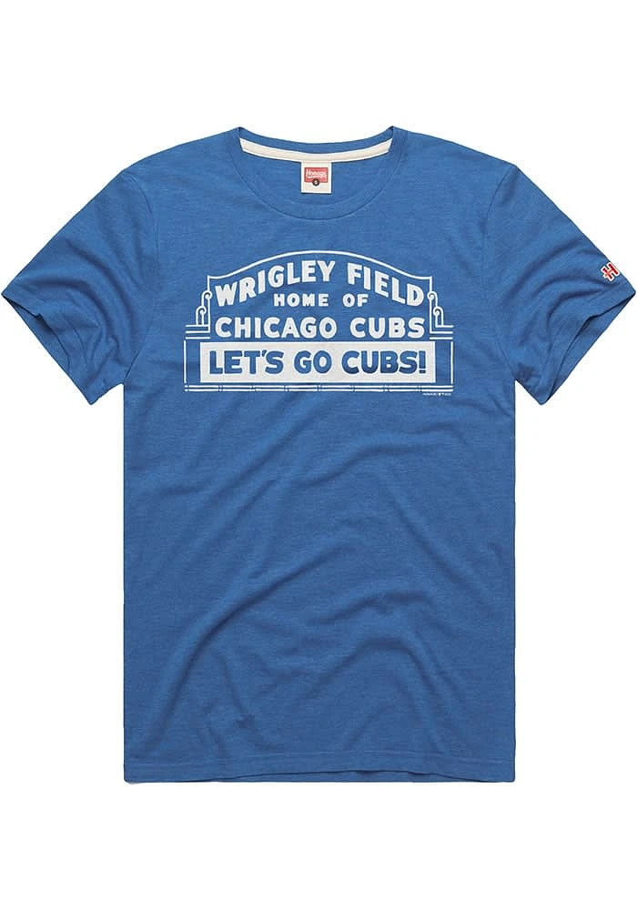 Homage Chicago Cubs Blue Wrigley Field Sign Short Sleeve Fashion T Shirt