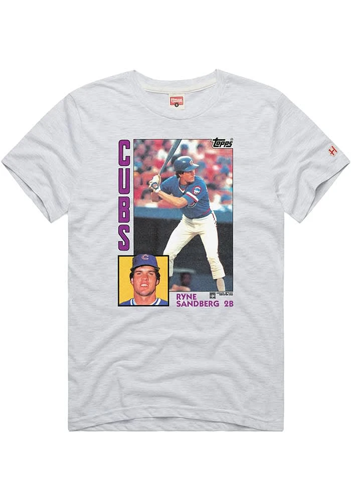 Ryne Sandberg Chicago Cubs White Player Card Short Sleeve Fashion T Shirt