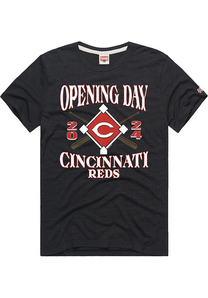 Homage Cincinnati Reds Charcoal Opening Day Short Sleeve Fashion T Shirt