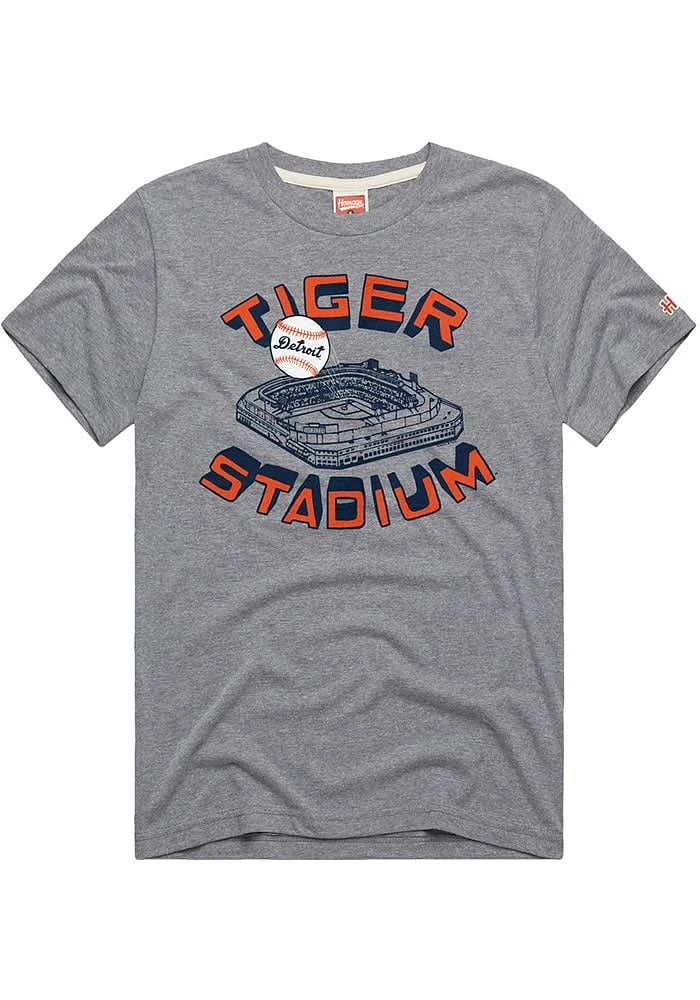 Homage Detroit Tigers Grey Tiger Stadium Short Sleeve Fashion T Shirt
