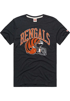 Homage Cincinnati Bengals Black Arch Over Helmet Short Sleeve Fashion T Shirt