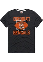 Homage Cincinnati Bengals Black Football With State Shape Short Sleeve Fashion T Shirt