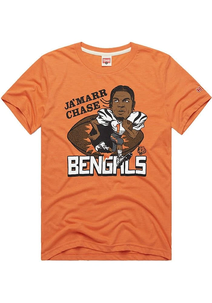 Ja'Marr Chase Cincinnati Bengals Orange Over Football Short Sleeve Fashion Player T Shirt