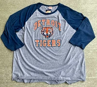 Homage Detroit Tigers Grey Coop Number 1 Graphic Long Sleeve Fashion T Shirt