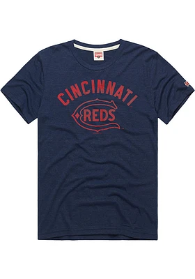 Homage Cincinnati Reds Navy Blue Arch Name Coop Logo Short Sleeve Fashion T Shirt