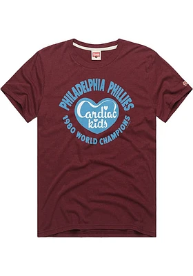 Homage Philadelphia Phillies Maroon Cardiac Kids Short Sleeve Fashion T Shirt