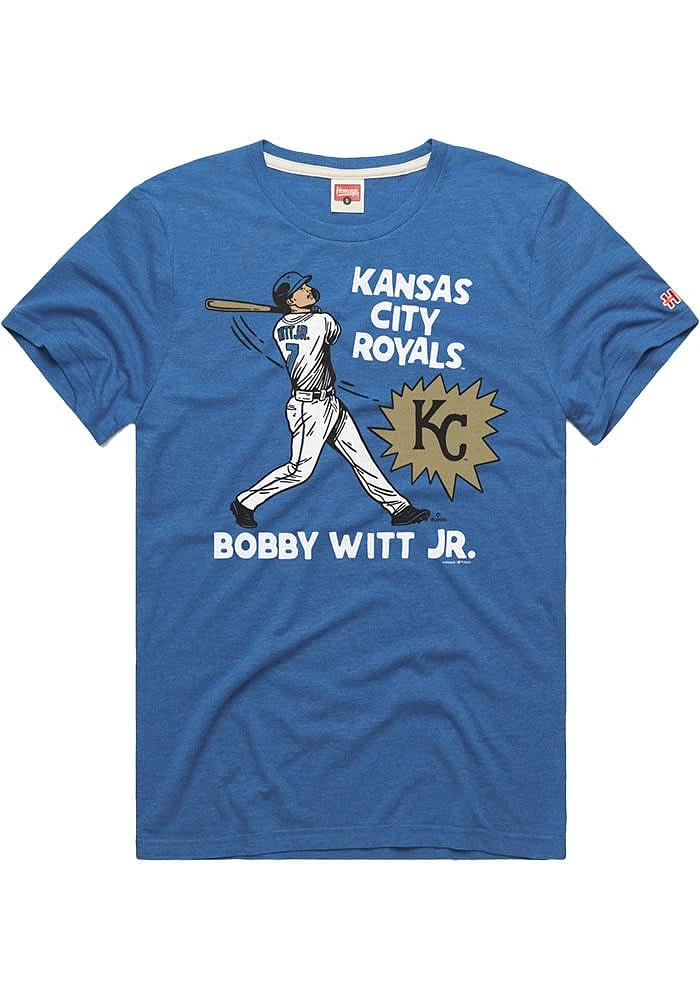 Bobby Witt Jr Kansas City Royals Blue Swing Short Sleeve Fashion Player T Shirt