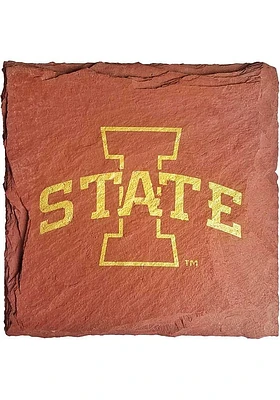 Iowa State Cyclones Team Logo Slate Coaster - Red