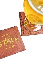 Iowa State Cyclones Team Logo Slate Coaster - Red