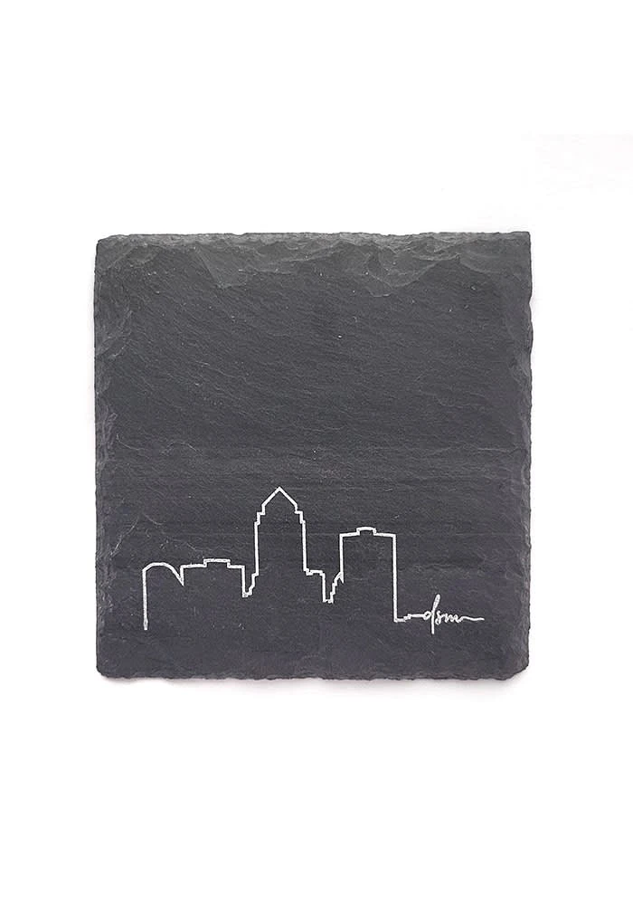 Des Moines 4in X 4in Coaster - Grey