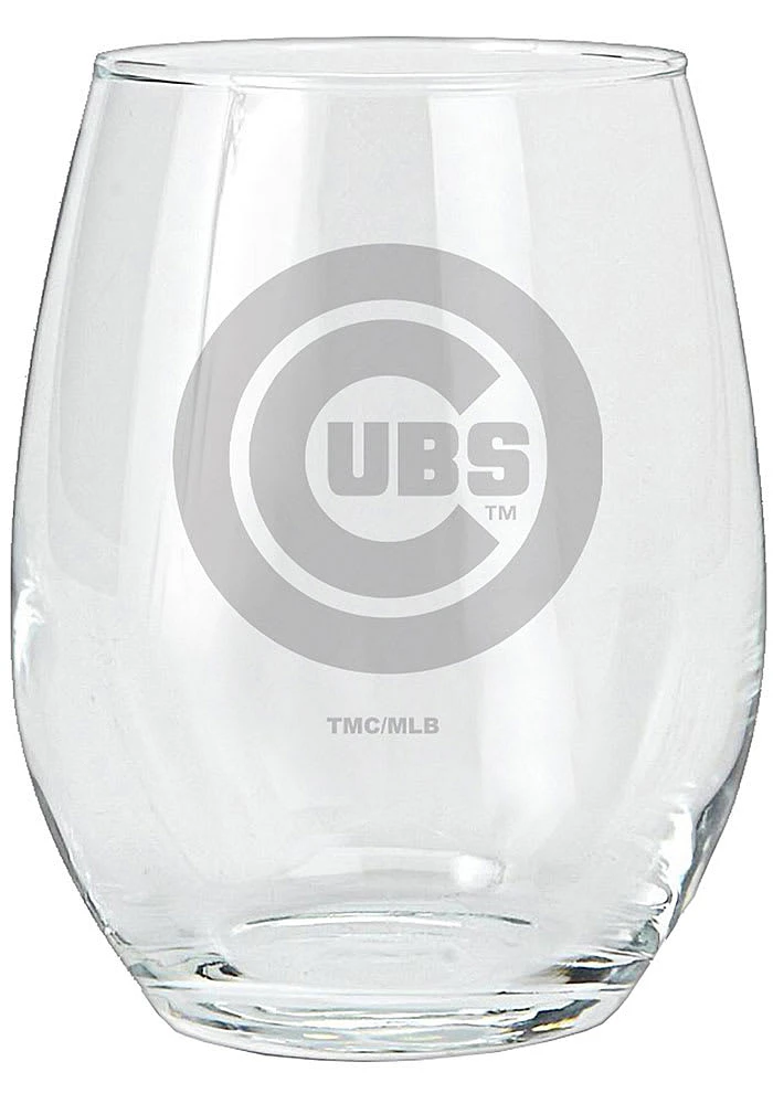 Chicago Cubs 15oz Etched Stemless Wine Glass - Red